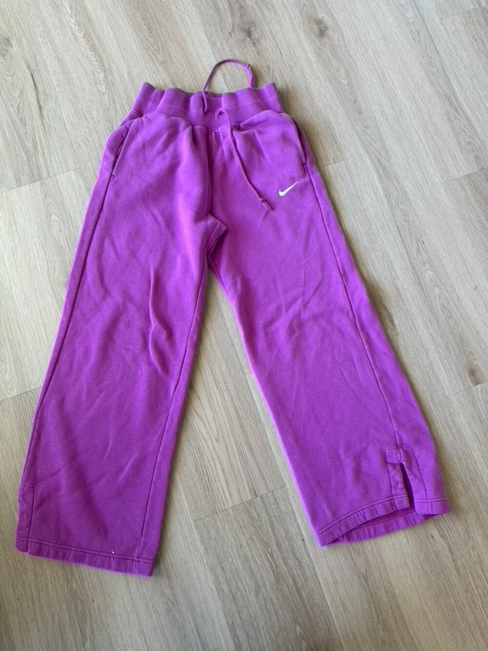 Nike Pink Wide Leg Fleece Sweatpants Womens Small Casual Athleisure Pockets